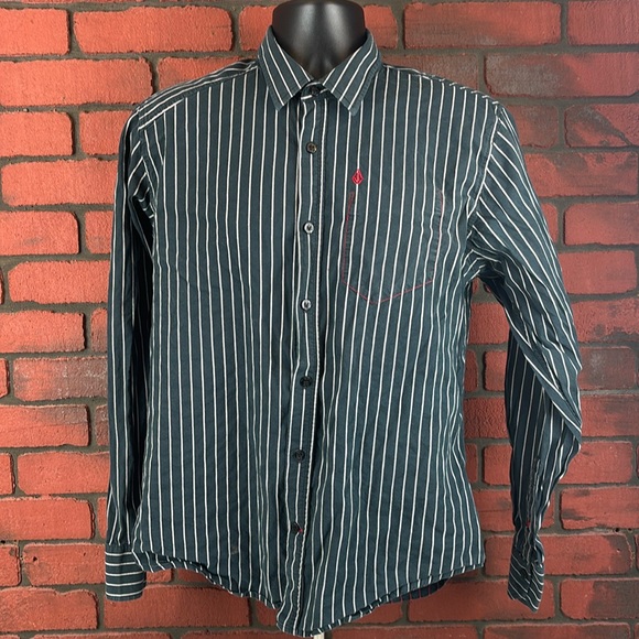 Volcom Stripped Shirt Men's Button Up‎ Medium - Picture 1 of 9